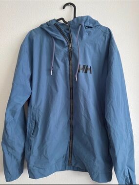 Helly Hansen Light Blue Hooded Rain Jacket